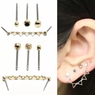 4pcs/lot gold silver black geometric triangles fashion earrings gifts for women jewelry stud E-224 | Украшения и аксессуары