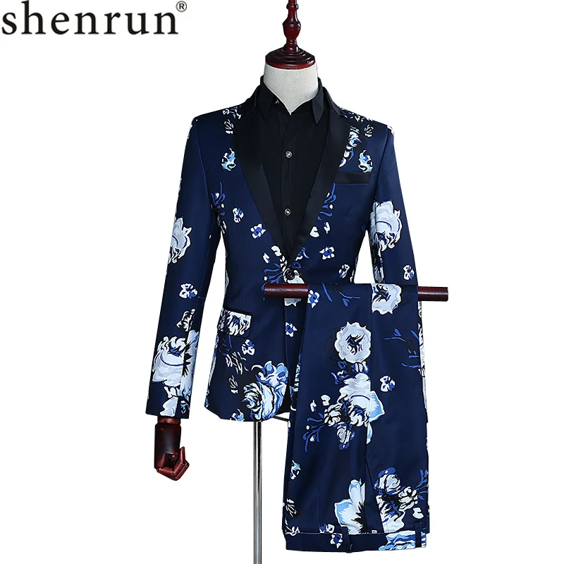 Темно синие Цветочные костюмы для мужчин костюм сцены жениха новейший дизайн