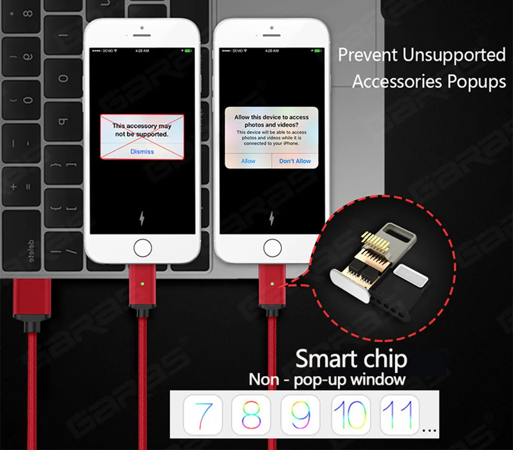 Магнитный кабель GARAS для iphone/Micro USB/type-C, зарядное устройство, адаптер для iphone, магнит, быстрая зарядка, кабели для мобильных телефонов, 2 м