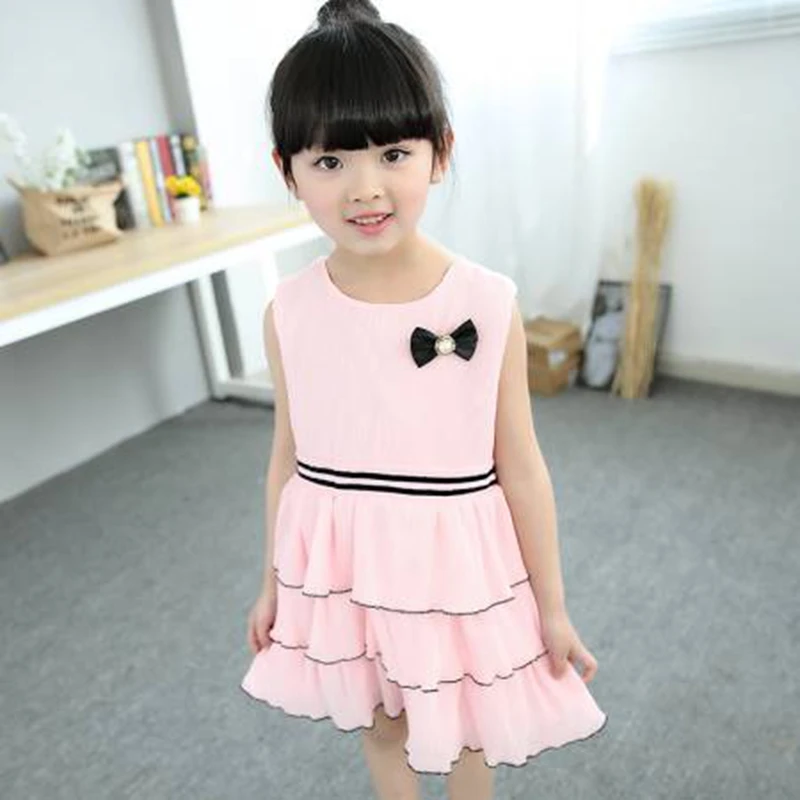 2016 High Grade Chiffon Fashion Elegant Children Ruched Dress Children's Pure Color Dancewear Performance Girls | Детская одежда и