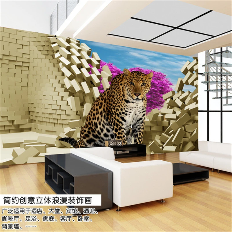 Beibehang большие пользовательские обои 3D стены Сломанный красивый Леопардовый фон