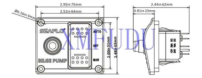 12V и 24V 3-позиционный переключатель панель для откачивающий насос SFSP-015-02 SEAFLO