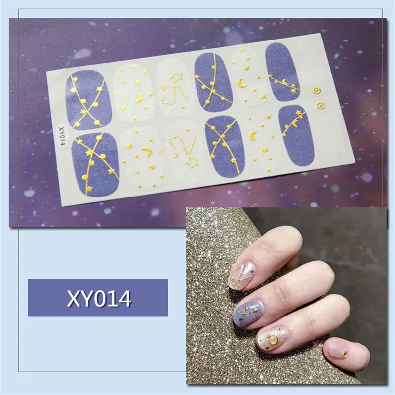 XY014 50 шт. полностью покрытые наклейки для ногтей смешанные Луна солнце Звезда Дизайн Наклейки Советы Обертывания DIY Дизайн ногтей украшения Маникюр косметический аксессуар - Цвет: XY014