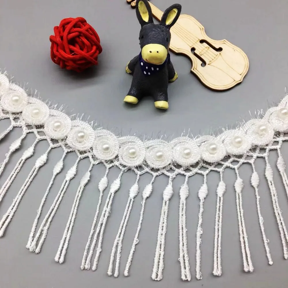 Винтажная жемчужная кружевная отделка 1yd кисточка для вязания крючком белая