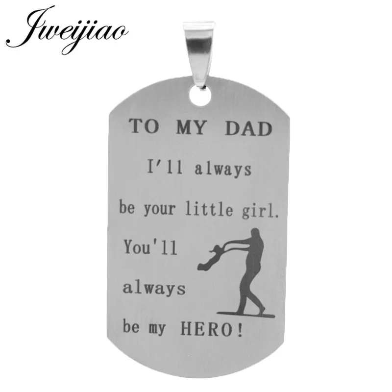 

JWEIJIAO TO MY DAD You Are My Hero Necklace Pendant Tag Keychain DIY Charms Jewelry For Father Love Gift PT03
