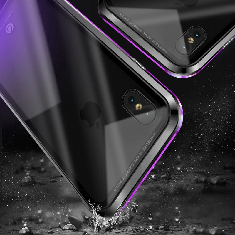 Магнитный адсорбционный флип-чехол для iPhone X 8 7 Plus металлическая рамка бамперы