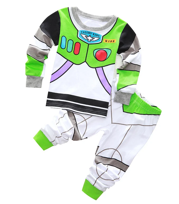 Buzz Lightyear Хлопковые детские пижамные комплекты с длинными рукавами для мальчиков, 2 предмета Детская Хлопковая пижама спайдермена, пижамы для мальчиков с супергероем, Infantil, пижамы для мальчиков - Цвет: Buzz Lightyear