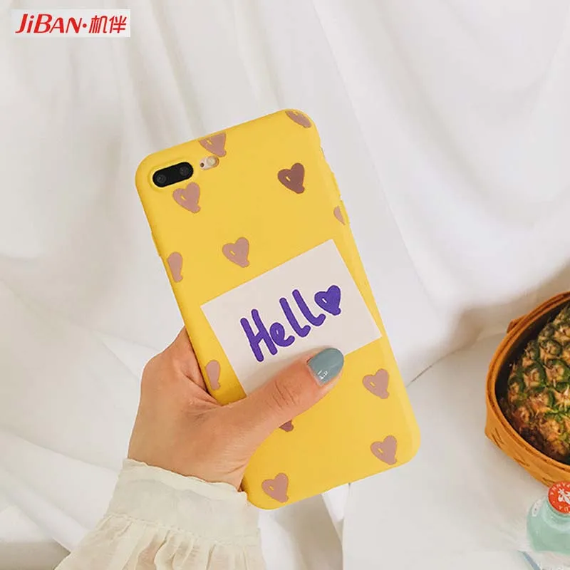 JIBAN мило письма Hello телефон чехлы для iphone 8 мобильный оболочки X 6 6s plus 7 задняя