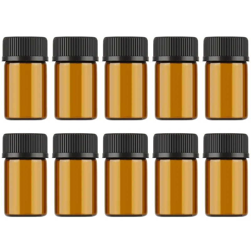 10pcs 2ml 10 шт. 1 мл/2 мл/3 мл мини янтарные стеклянные реагенты для эфирного масла многоразового использования Бутылка для образцов коричневые стеклянные флаконы с крышкой бутылка для хранения масла - Цвет: 10pcs 2ml