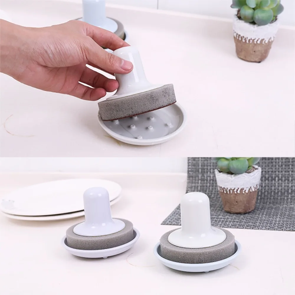 Anti-microbial Scrubber Sponges Grip Sponge Brush With Tray For Kitchen Gas Stove D1 Decor | Дом и сад