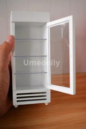 1 refrigerator white Деревянный 1:12, милый мини кукольный домик, миниатюрный холодильник, Игровая кукла, еда, напиток, магазин игрушек, мебель для украшения дома, аксессуары - Цвет: 1 refrigerator white