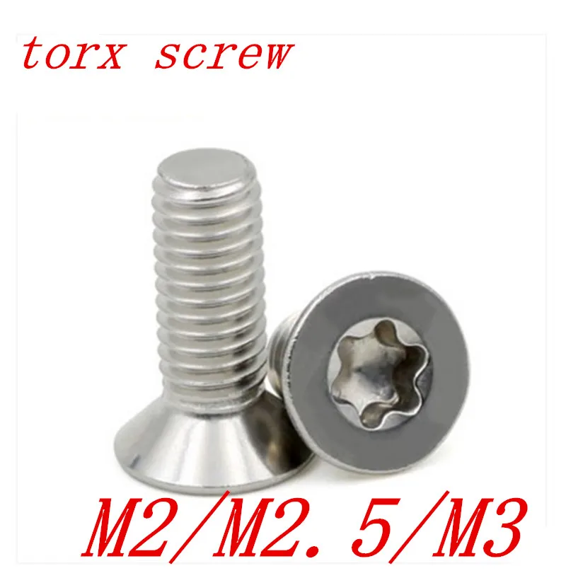 50 шт. M2 M2.5 M3 304 Нержавеющая Сталь Torx Потайной винт шесть Lobe плоская головка машины
