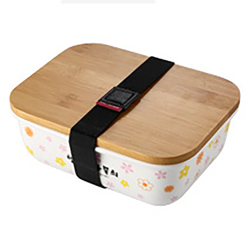 Large flower900ml MICCK Microwavable Ланч-бокс в японском стиле бамбуковый керамический Bento box Теплоизоляционный контейнер для хранения продуктов - Цвет: Large flower900ml