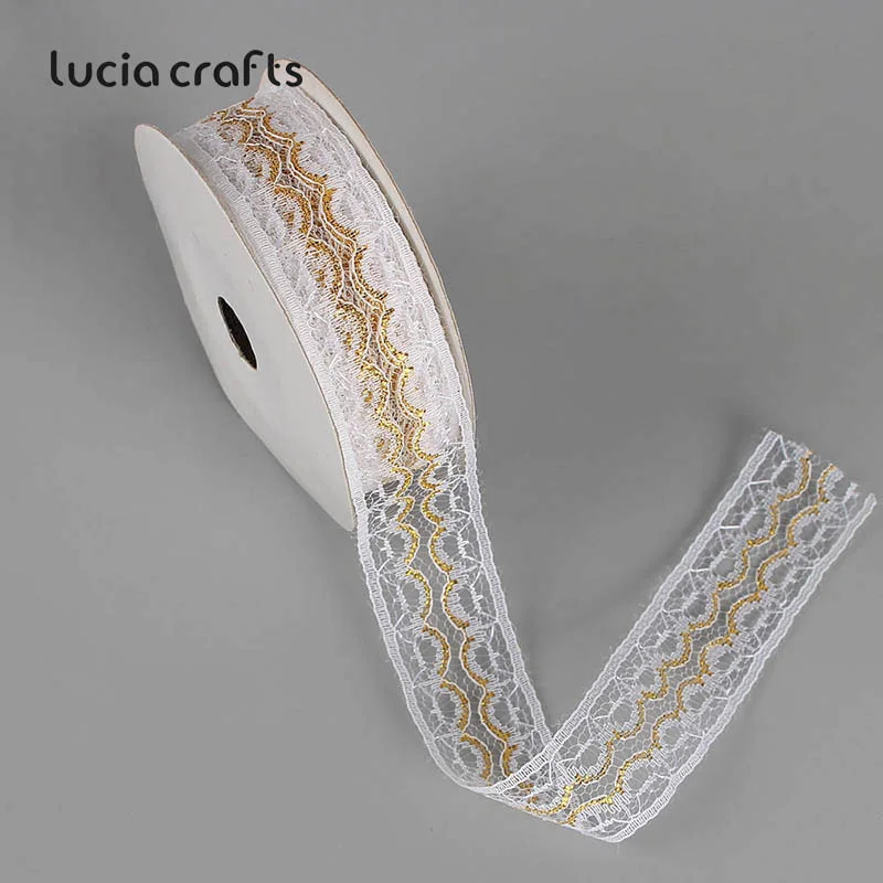 Lucia Crafts 10 ярдов 25 мм вышитая кружевная Лента ткань обшивка ленты швейная Сделай