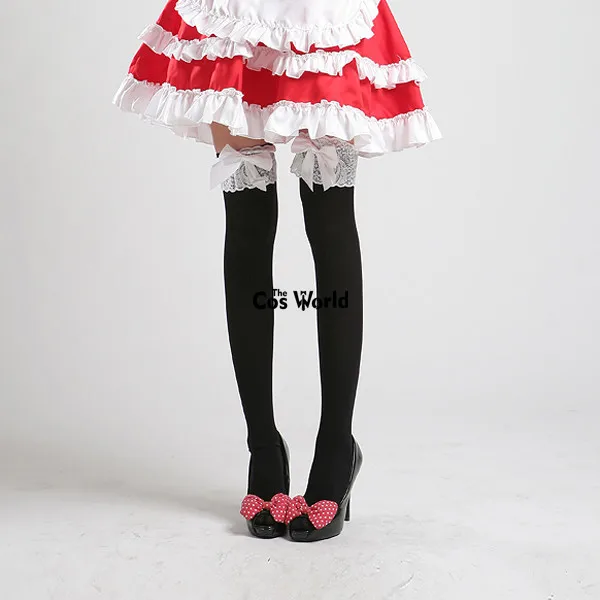Лолита бантом кружева над коленом Длинные чулки носки Thighhighs для платье горничной маскарадные костюмы