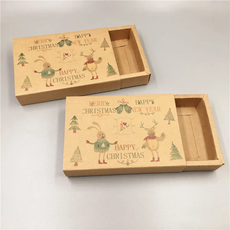 10 pcs various sizes of vintage kraft paper drawers a variety of patterns design wedding candy / chocolate / cookie box