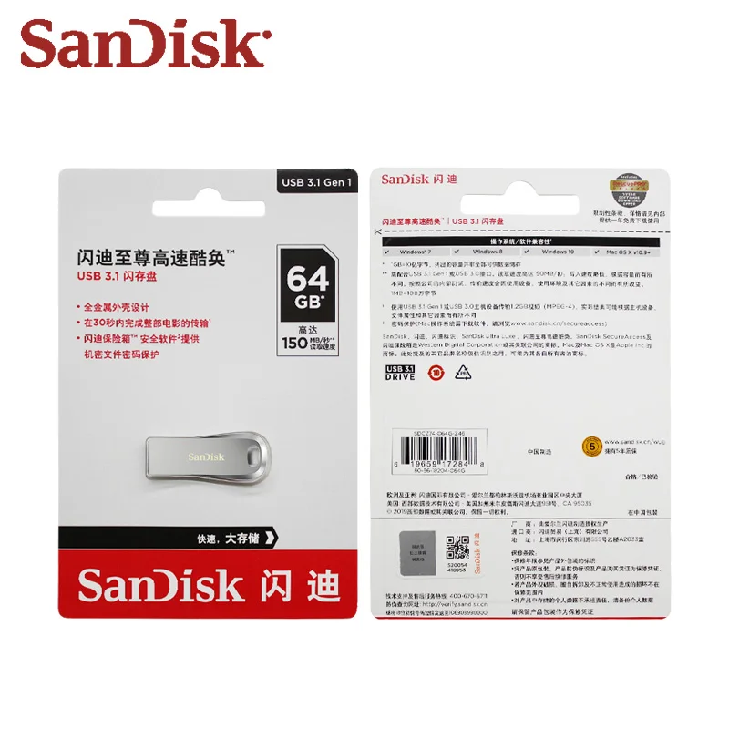 Sandisk 256GB USB Flash Drive Disk 32GB 64GB 128GB 3.1 Metal Pen Pendrive 512GB Memory Stick Storage Device U | Компьютеры и офис
