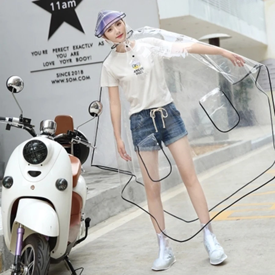 Водонепроницаемый женский плащ с капюшоном Прозрачный Женский дождевик из ПВХ