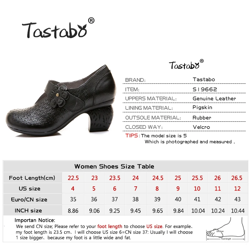 Tastabo/женские ботинки на высоком каблуке; Цвет черный, коричневый; женская обувь; удобная повседневная обувь; ручная работа; стиль ретро; цветочный элемент