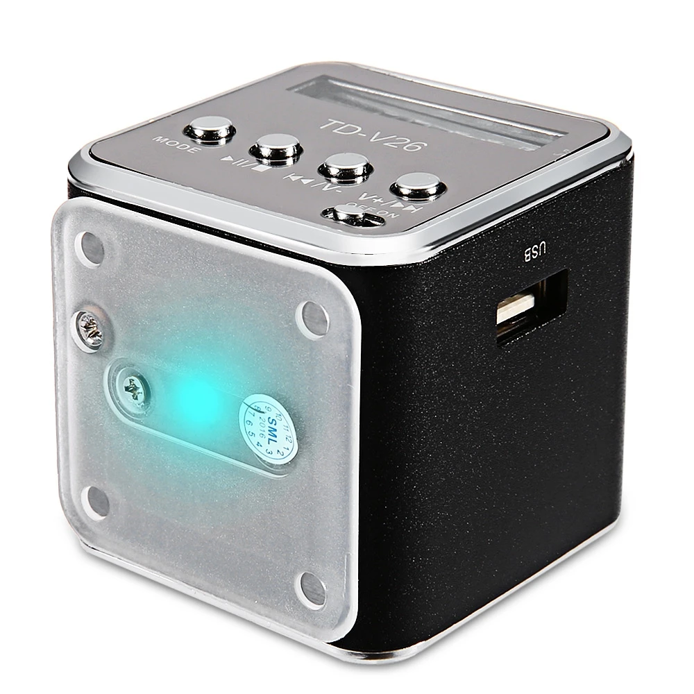 TD-V26 Portable Mini Speakers USB MP3 Audio Music Playing FM Radio Micro SD With Digital LCD Display Speaker Hot Sale | Электроника