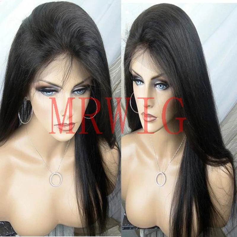 MRWIG яки прямо синтетический glueless парик фронта Бесплатный Часть Детские волосы