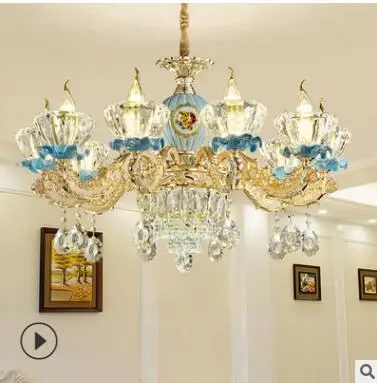 10 heads 5heads Европейский стиль гостиная роскошная люстра керамика из сплава на основе цинка спальня люстра пентхаус Ресторан Французский кристалл лампы для мотоциклов - Цвет корпуса: 10 heads 5heads