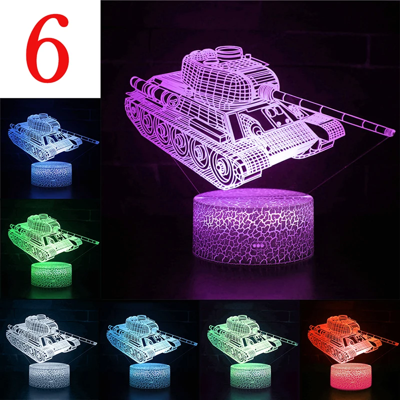 6 Tank Автомобильная акриловая 3D Голограмма лампа, 7 цветов, Ночной светильник, детский сенсорный переключатель, цветной светильник s светодиодный USB настольная лампа, атмосферная лампа D30 - Испускаемый цвет: 6 Tank