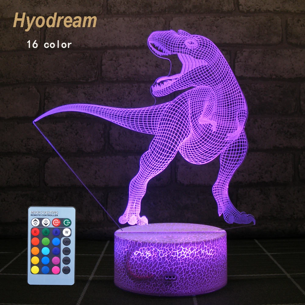 Hyodream Dinosaur 3D Оптическая иллюзия ночник 16 LED меняющая цвет лампа Рождественский