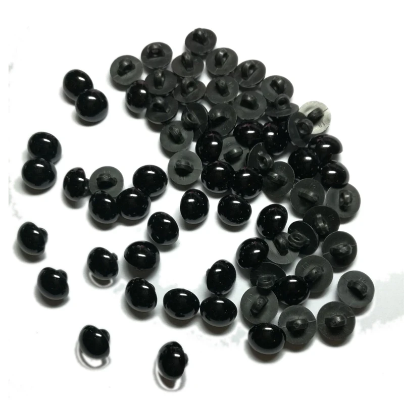 

New 100 Pcs Black Resin Buttons Round Mushroom Domed Sewing Shank Black DIY Animal Eyes Toy Diy Decorative Buttons For Kids