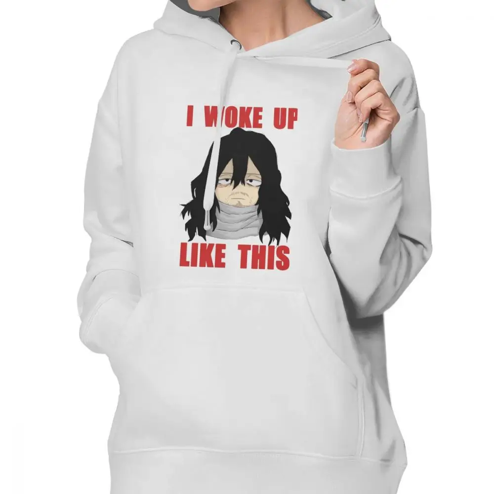 Толстовка с капюшоном Woke Aizawa shota Eraserhead, худи из хлопка красного цвета, женские толстовки с принтом, сексуальная уличная одежда с длинным рукавом, пуловер размера XXL, худи - Цвет: Белый