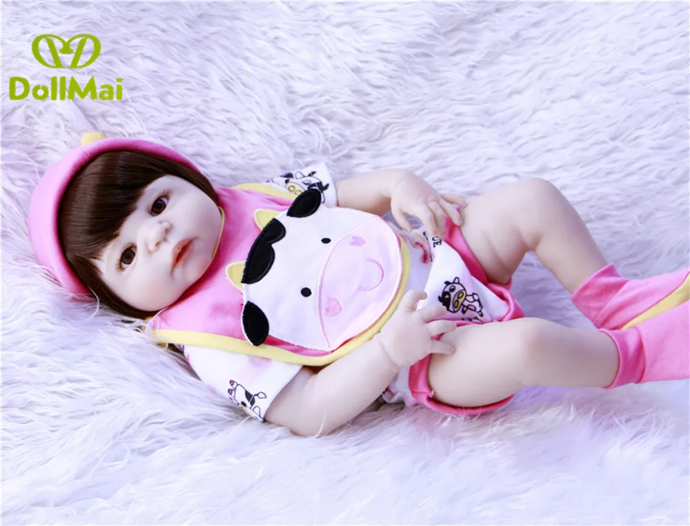 

DollMai 57cm Full Silicone Body Reborn Baby Doll Toy Like Real Newborn Girl Princess Babies Doll Bathe Toy Kid Gift Reborn