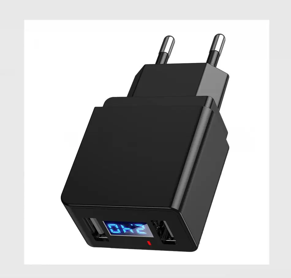 Сетевое зарядное устройство GUSGU с двумя USB портами и светодиодным