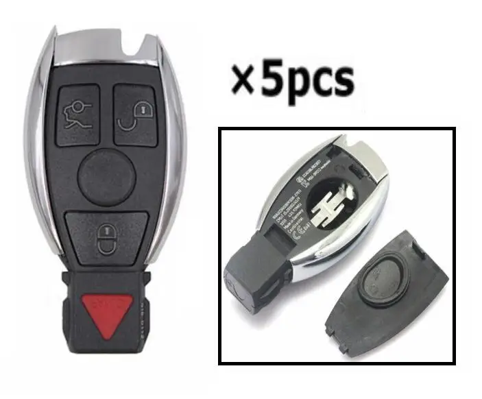 5 шт./лот для Mercedes Benz BGA 3 + 1 кнопки смарт ключ чехол в виде ракушки с батарея зажим