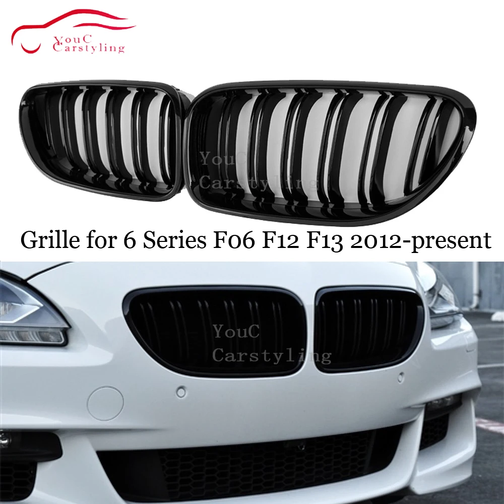 

F06 ABS Carbon Fiber Grills Black Gloss M Color Front Bumper Grille for BMW 6 Series F06 M6 F12 F13 2012 + 630i 640i 650i