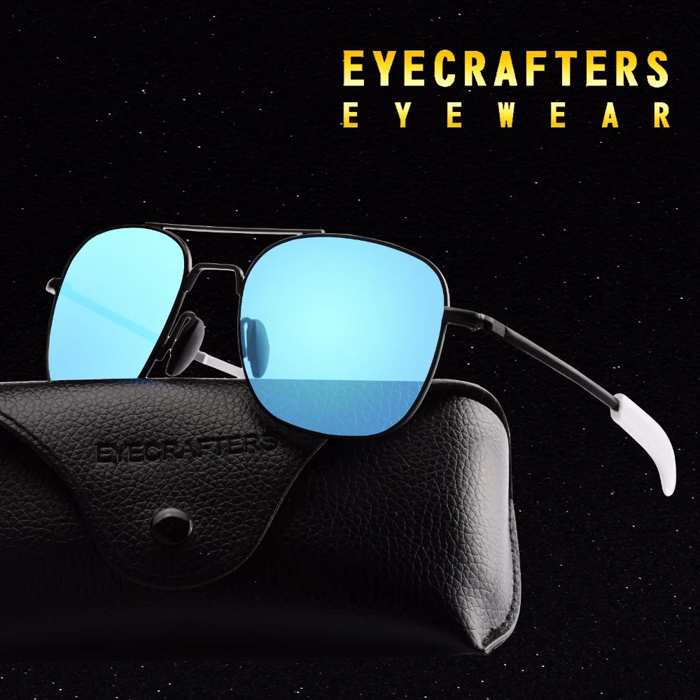 Мужские зеркальные солнцезащитные очки синие поляризационные в стиле милитари