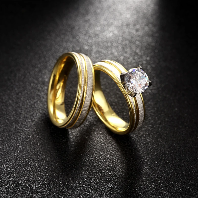 2017 Золотое никогда не выцветает Брендовое кольцо для пары из нержавеющей стали