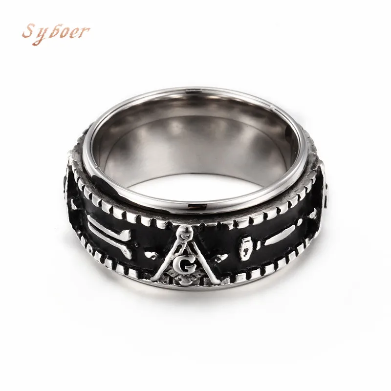 Syboer кольцо масонской нержавеющей стали Рок Аксессуары Человек sieraden подарки для