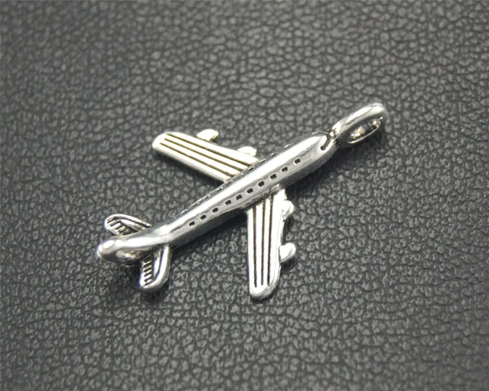 

50pcs Silver Color airplane Charm DIY Necklace Bracelet Bangle Findings 24x15mm A1781