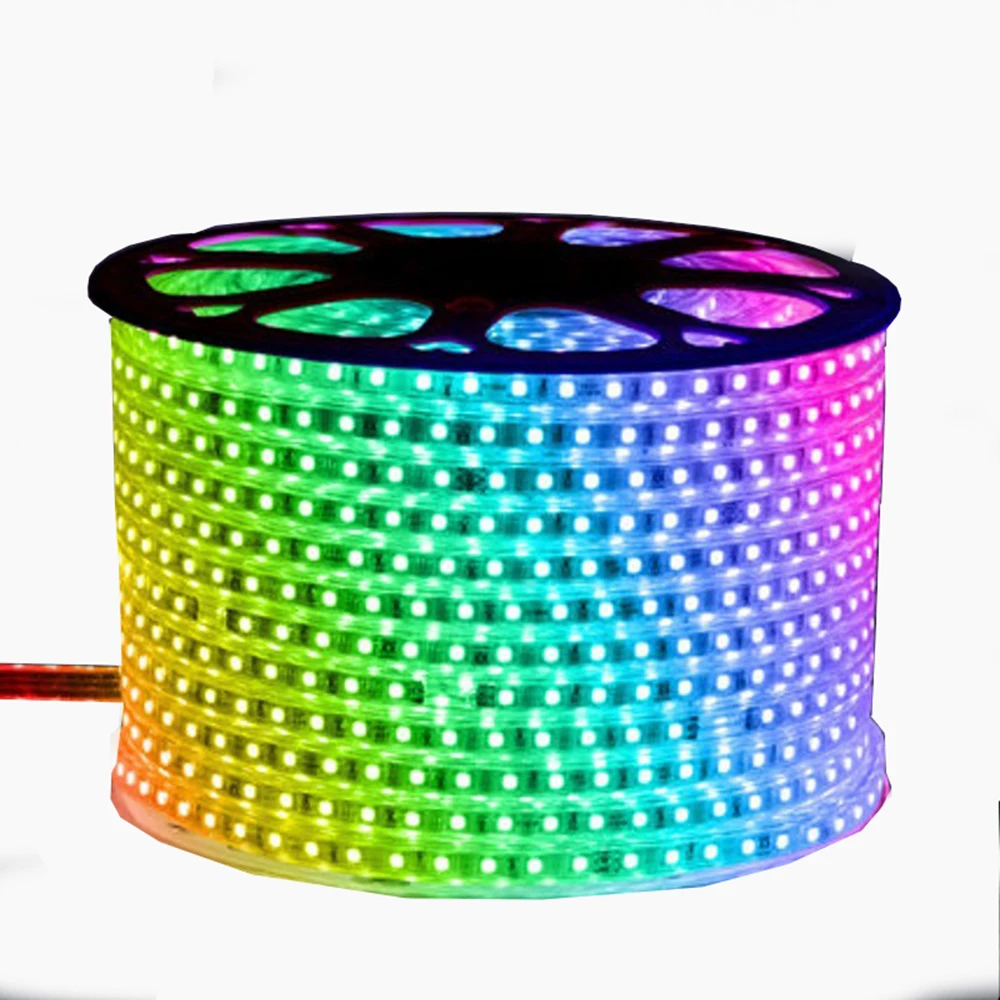 220 В 240 В RGB светодиодный 5050 водонепроницаемый светодиодный ленточный светильник 60 светодиодный s/m 10 мм ширина печатной платы 1 м 5 м 10 м 20 м для украшения дома
