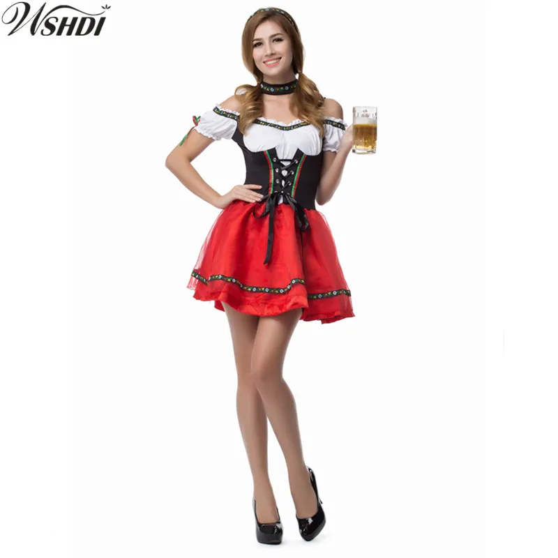 S-XXLOktoberfest Maid Fancy Dress Cosplay German Beer Girl Costume Sexy Dirndl Deguisement Halloween Costumes For Women | Тематическая