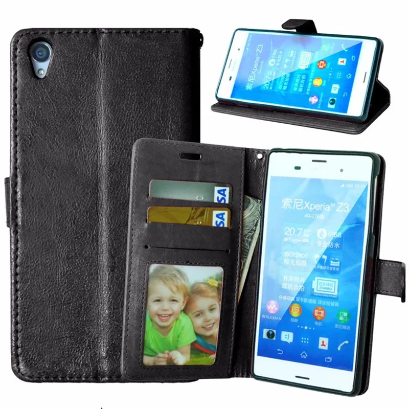 Luxury Wallet PU Leather Case Cover For Sony Xperia Z3 D6603 D6643 Flip Back Dual D6633 | Мобильные телефоны и аксессуары