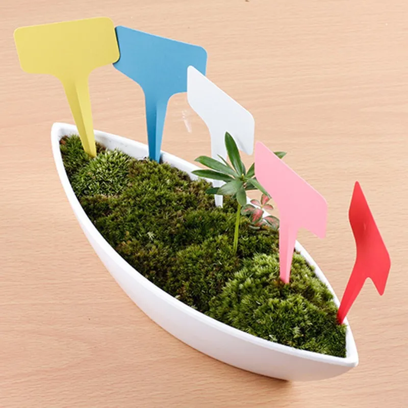 6 x10cm Plastic Plant T-type Tags Markers Nursery Garden Labels Signs Hanging Gray 3pcs | Дом и сад