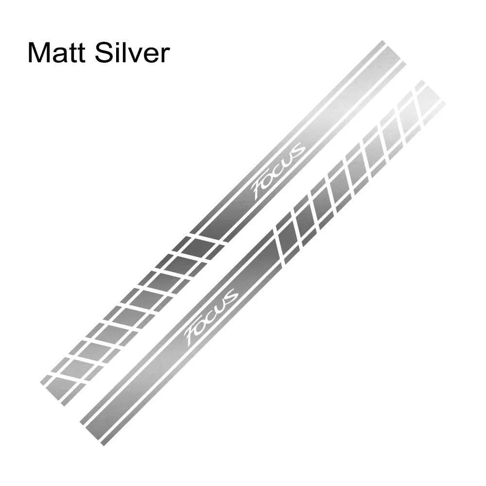 Matt Sliver 2 шт. стильные автомобильные длинные боковые полосы наклейки DIY авто виниловые гоночные Стильные наклейки для Ford Focus 2 3 MK2 MK3 аксессуары для тюнинга автомобиля - Color Name: Matt Sliver
