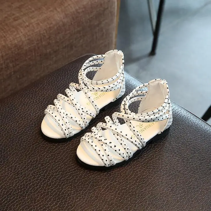 

Summer Children Sandals Children Shoes Dot Genuine Leather Sandals Zipper Casual Girls Baby Sandal Bandage Child Sandal Shoes