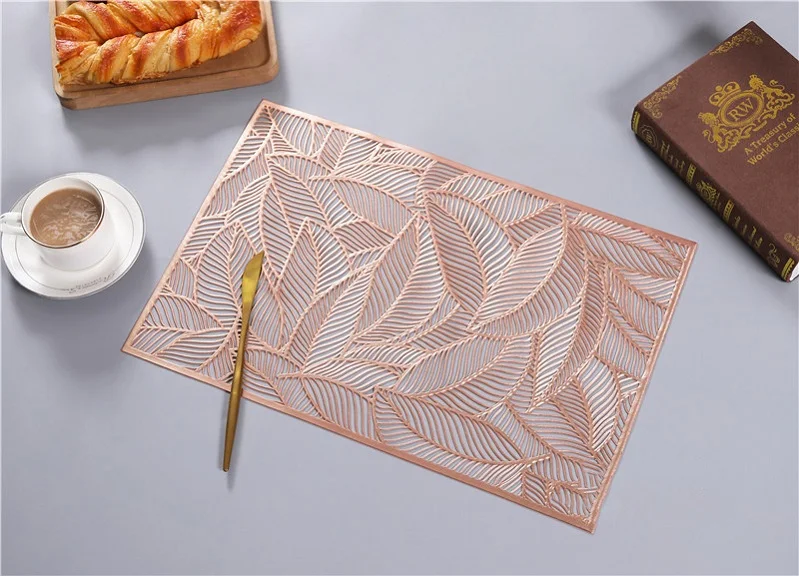 Rose Gold Высший сорт лист бронзирующий изоляционный коврик в скандинавском стиле декоративный полый Настольный коврик для ресторана - Цвет: Rose Gold