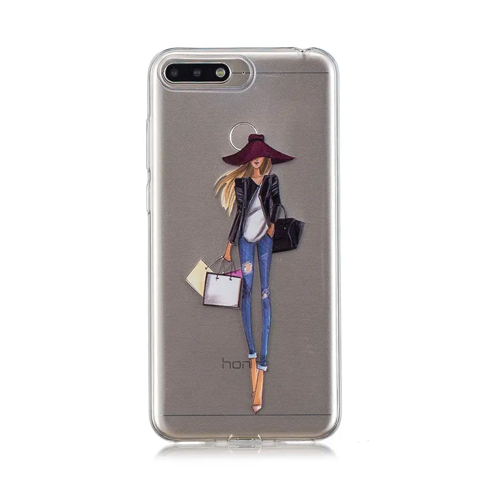 Fashion Woman Pattern Transparen Phone Cases For Mate 10 Lite Pro Coque Huawei P9 P10 P20 Y3 Y5 Y6 2017 Capa |