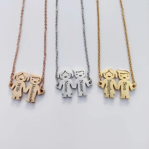Ожерелье на заказ для маленьких мальчиков и девочек, ожерелье для семьи, любви, мамы, папы, сына, дочки, подарки, подвески из нержавеющей стали, с гравировкой имени, дата