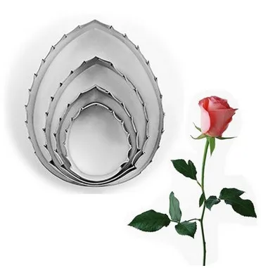 4 шт./компл. резак для печенья из нержавеющей стали с розами и зелеными листьями 3D