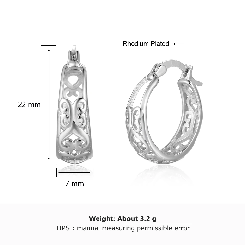 Этнические 925 пробы серебряные большие круглые серьги-кольца с резным цветком, полые серьги, хорошее ювелирное изделие, Женские аксессуары(Lam Hub Fong