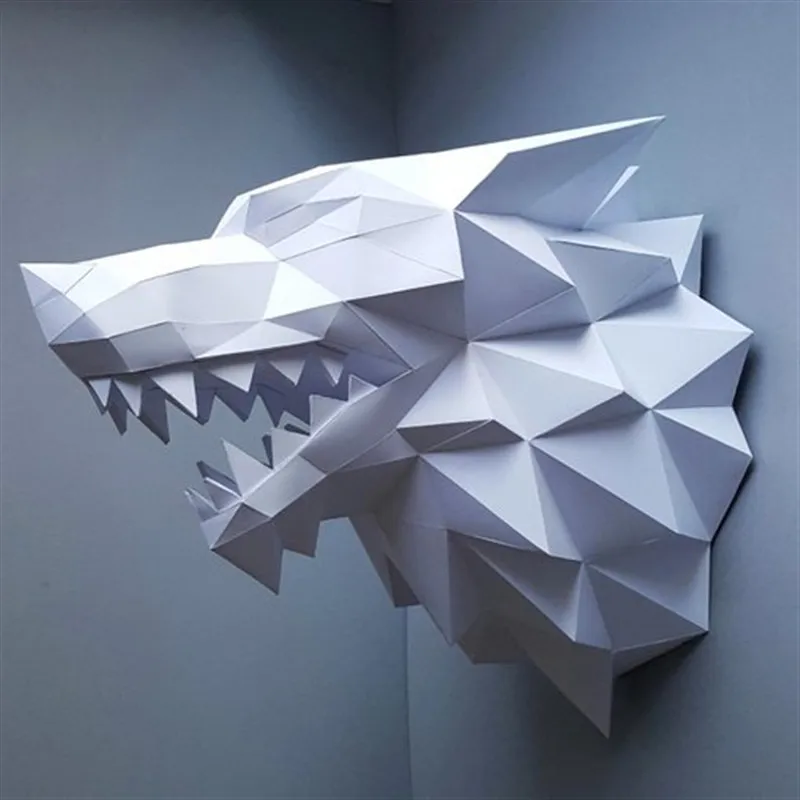 6 цветов, Волчья Голова, бумага 3D, сделай сам, материал, ручная работа, креативный орнамент, вечерние, для вечеринки, для шоу, реквизит, прекрасный стиль, ручная работа, коллекция, подарок